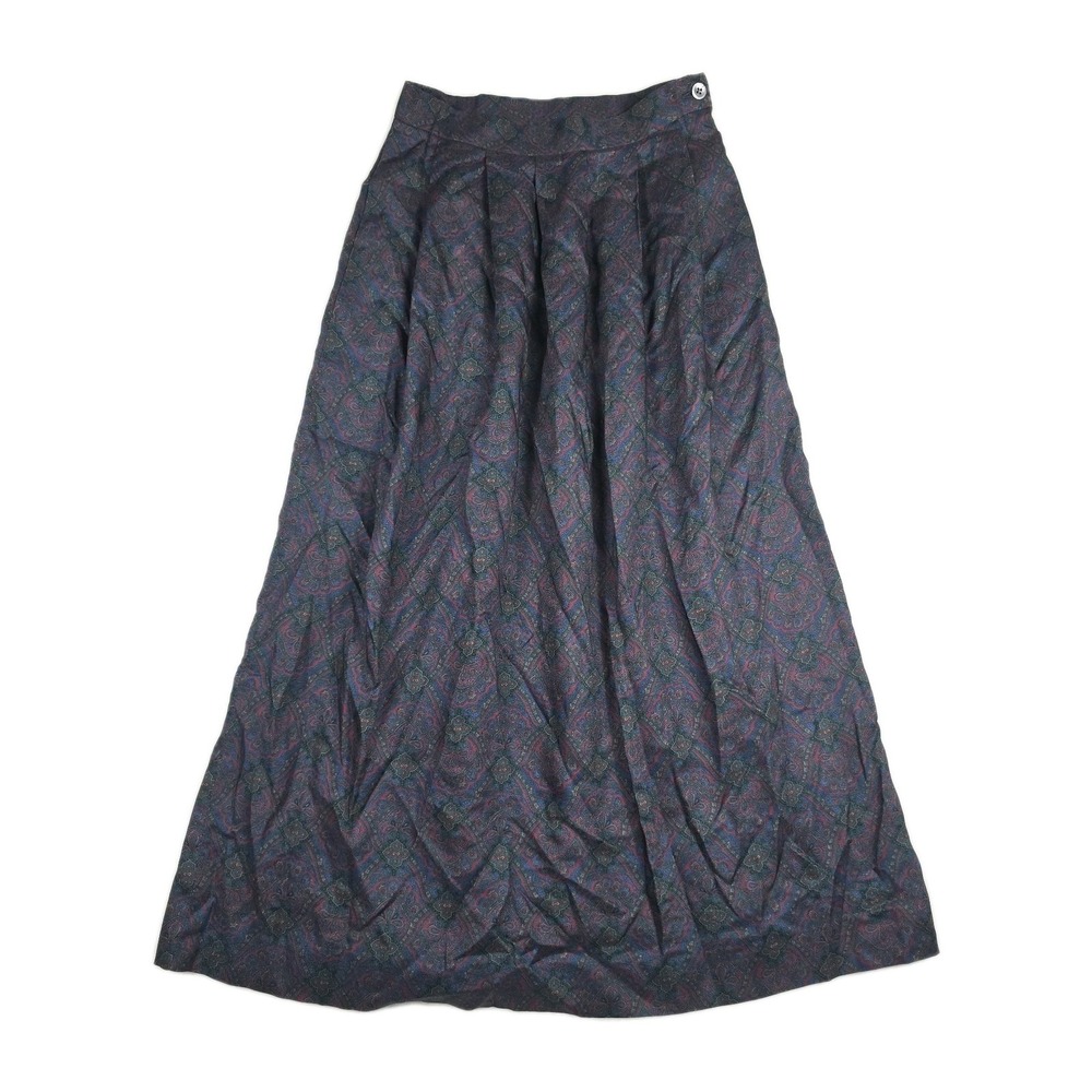 David Brooks Vintage Maxi Skirt Dark Pleated Women's Size 6 USA Made Cottagecore